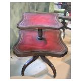 Vintage Regency Style 2-Tier Leather Side Table