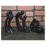 1999 Glossy Black Ceramic Abstract Family