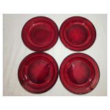 4 Vintage Ruby Red Glass 7ï¿½' Olates