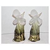 2 Vintage Acrylic Clear & Gold Angels 9ï¿½' tall