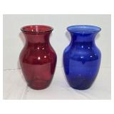 Red & Blue Glass Vases 8' tall