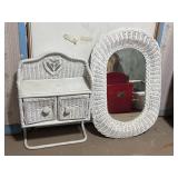 Wicker Wall Shelf & Mirror