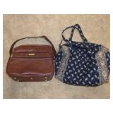 Leather Samsonite Bag & Blue Shoulder Bag