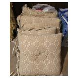 4 Cream Crochet Lace Seat Cushions & 4 Floral