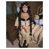 Large 4' Porcelain Native American Doll