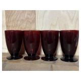 4 Ruby Red Tumblers 5ï¿½