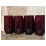 4 Ruby Red Water Glasses 5ï¿½