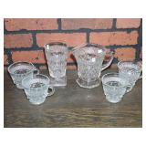 Imperial Glass Cape Cod Pitcher, Footed Glass & 4