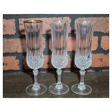 3 Longchamp Clear Fluted Champagne Glasses by