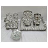 Crystal Beaded Tray, Candle Holders & more