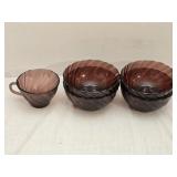 Duralex Rivage Amethyst Cup & 4 Bowls