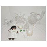Crystal Pitcher, Star Candleholder, Swan Bowl &