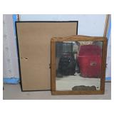 Vintage Wooden Framed Mirror & Metal Frame