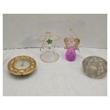 Glass Angel Ornaments, Clock & Glass Frog