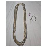 Multi Strand Necklace, Pin & Earrings