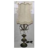 Vintage Brass & Crystal Table Lamp 36' tall