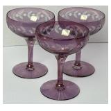 3) 5ï¿½ Etched Glass Desert Compotes