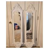2 Vintage Rectangular Wood Framed Wall Mirrors