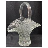 L.E. Smith Crystal Cut Glass Basket Floral