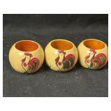 3 Wood Hand Painted Napkin Rings