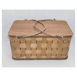 Vintage Woven Wooden Picnic Basket 20'x 12' x 10'