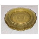6 Federal Glass Patrician Amber Yellow 11' Plates