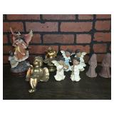 Assorted Angel Figures & 2 Santa Clause Figures