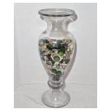 Heavy Clear Glass Vase w/ Multicolored Glass