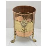 Copper & Brass Planter w/ Lion Paw Feet & Lion