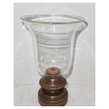 Large Clear Glass Candleholder w/ Wooden Base