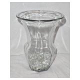 Large Clear Glass Vase w/ Irradescent Marbles