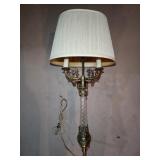 Vintage Two Light Brass & Cut Crystal Wall Lamp
