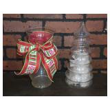 Clear Glass Vase & Christmas Tree Candy Jar