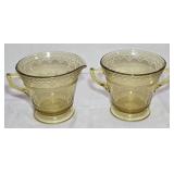 Federal Glass Patrician Amber Yellow Creamer &
