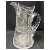 11ï¿½ American Brilliant Etched Glass Water Pitcher
