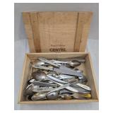 Wooden Box w/ Silver Plated & Stainless