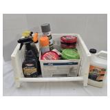 Stackable Basket w/ Car Polish, Spray Paint, Car