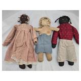Antique Handmade African Dolls 15' 17' & 18' tall