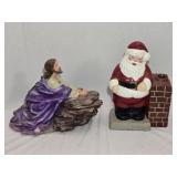 Resin Praying Jesus 7' & Heavy Ceramic Santa 8ï¿½'