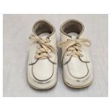 Vintage White Leather Baby Shoes