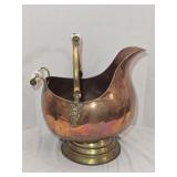 Vintage Copper Coal Scuttle Bucket 15ï¿½' tall