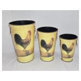 3 Metal Rooster Planters 7ï¿½' 9ï¿½' & 11ï¿½' tall