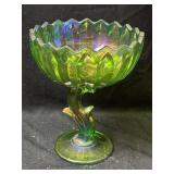 Vintage Indiana Green Carnival Glass Tulip Lotus