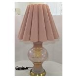 Hollywood Regency Style Pink & Frosted Glass