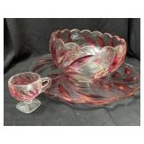 Vintage Indiana Glass  Willow Oleander  Red Punch