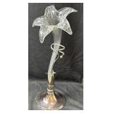 Hand blown Clear Oneida Silverplate Glass Lily
