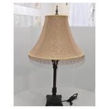 Brass Base Table Lamp w/ Victorian Style Fringed
