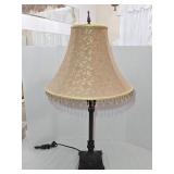 Brass Base Table Lamp w/ Victorian Style Fringed