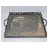Large Silver Plated Serving Tray w/ Grapevine