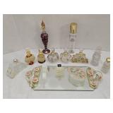 Glass Tray & Decorative Parfume Bottles